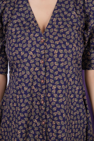 100% Cotton Midi Purple Dress