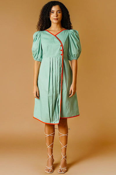 Poplin Green Mini Dress