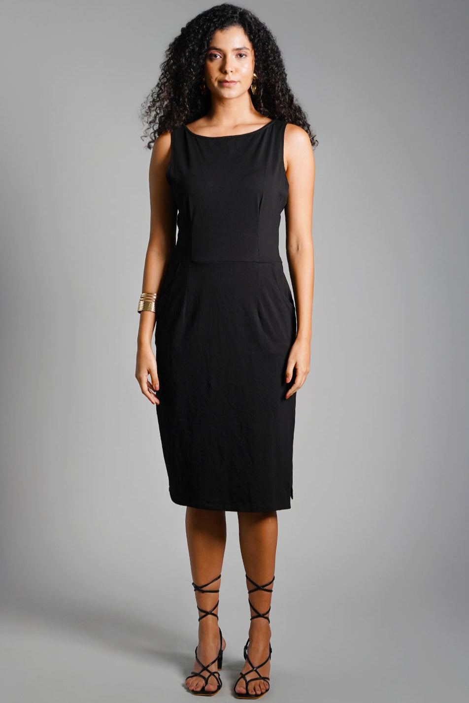 Cotton Jersey Knit Vented Sheath Dress