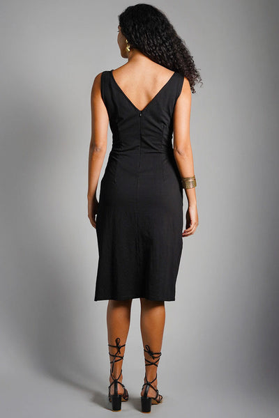 Cotton Jersey Knit Vented Sheath Dress