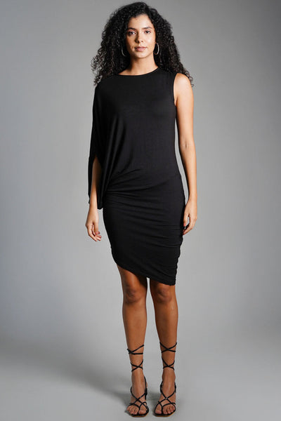 Asymmetric Hem Jersey Knit Dress
