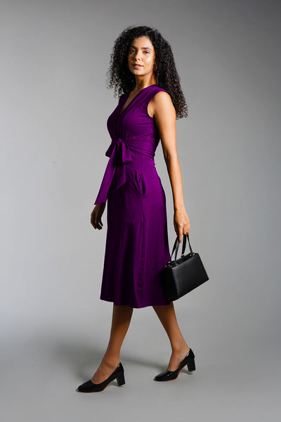 Purple Cotton Jersey Banded Empire Shirt Dress