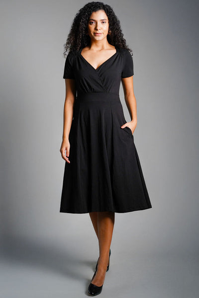 Sweetheart Black Cotton Jersey Empire Dress