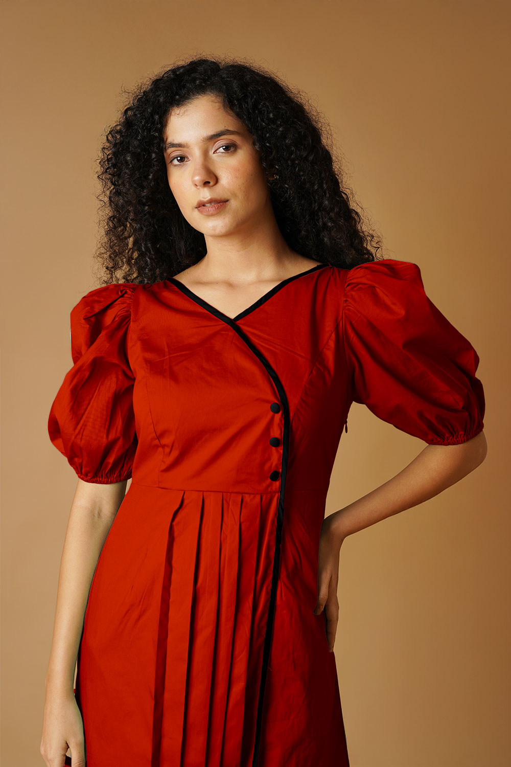 Rust Poplin Mini Dress
