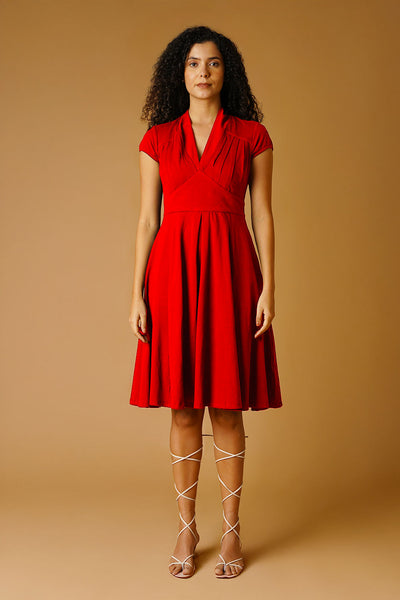 Red Jersey Blue Midi Dress