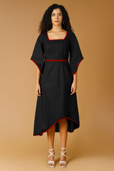 Black Poplin Midi Dress