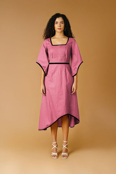 Pink Poplin Midi  Dress