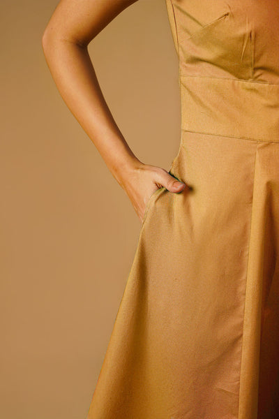Poplin Beige Midi Dress