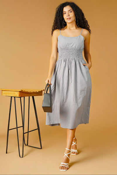 Premium Cotton White Midi Dress