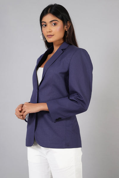 Cotton Linen Blue Blazer