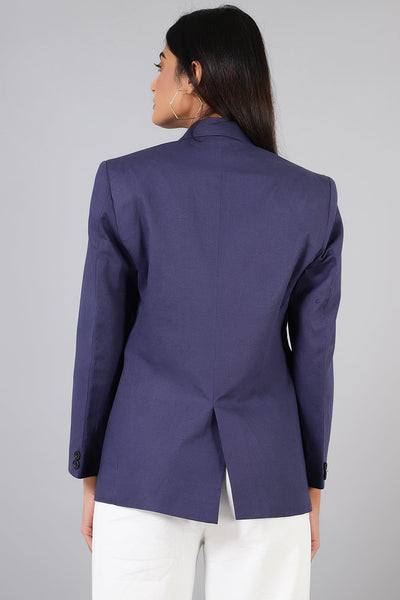Cotton Linen Blue Blazer