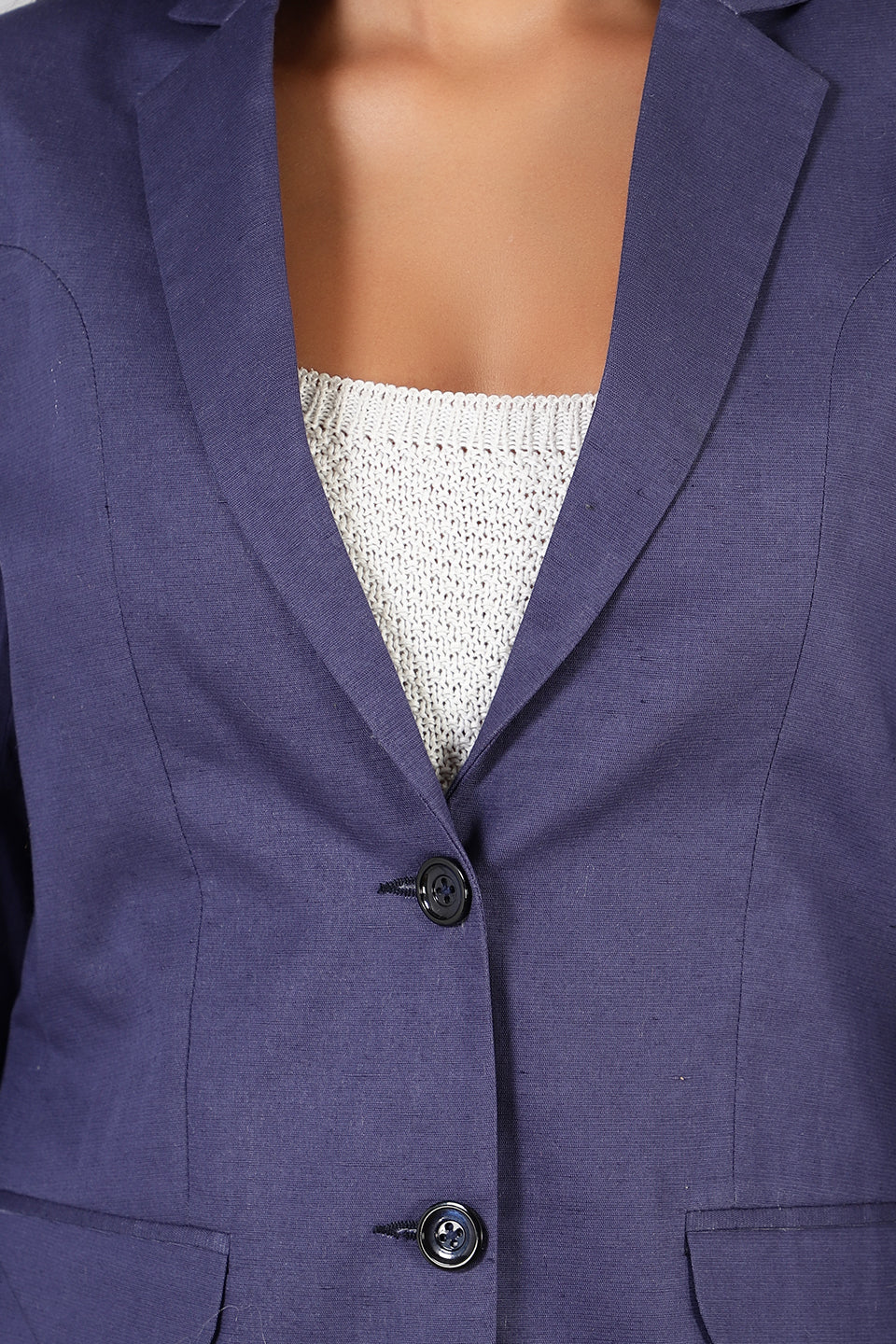 Cotton Linen Blue Blazer