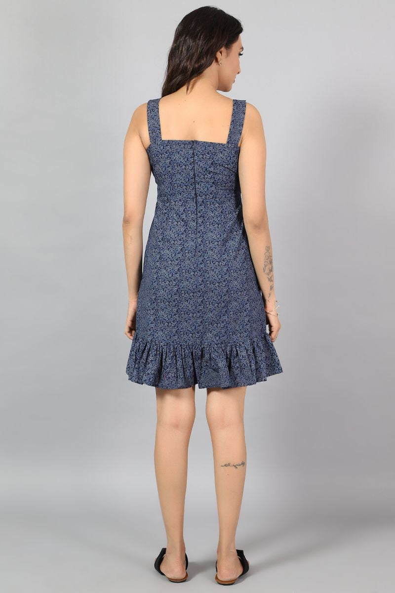 100% Cotton Mini Blue Dress